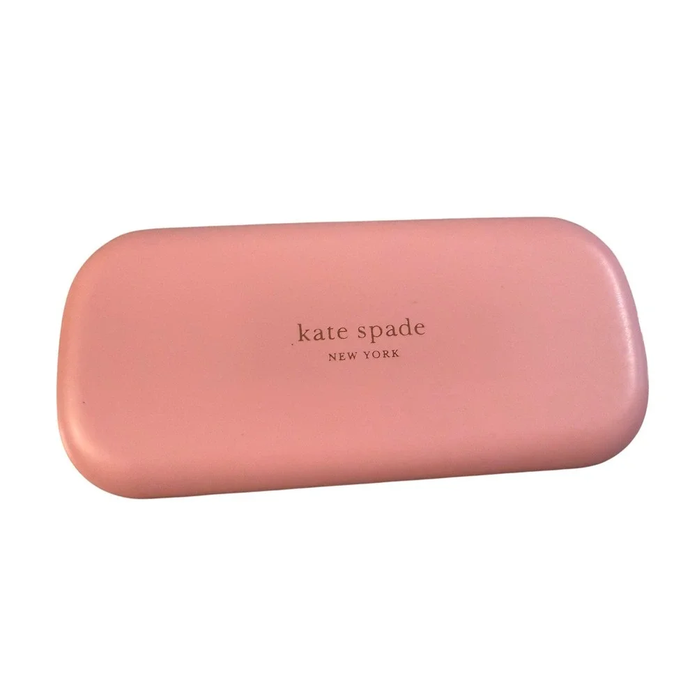 Kate Spade New York Pink and Green Embossed Spade Hard Shell Glasses Case